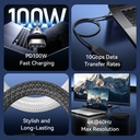 Vention IT Cable USB-C 3.2 Gen2 M-M 1.0m Braided Aluminum Black TRGBF