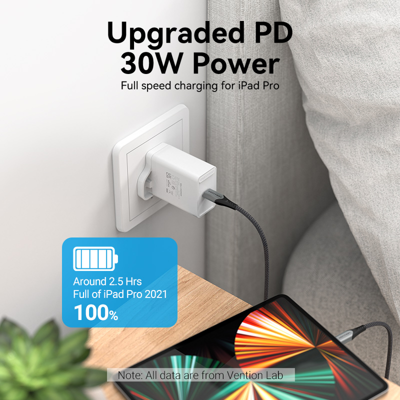Vention Charger Wall 30W 1xUSBC UK Plug White FAIW0-UK