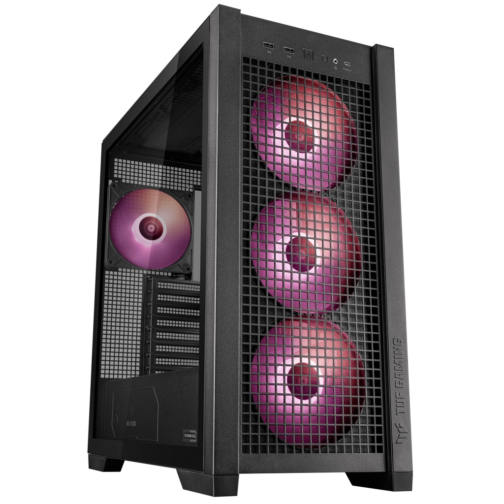 ASUS PC Case TUF Gaming eATX Mesh Front Panel Interchangeable Glass-Mesh Side Panels 4x Pre-Installed Fans USB-C GT302 A