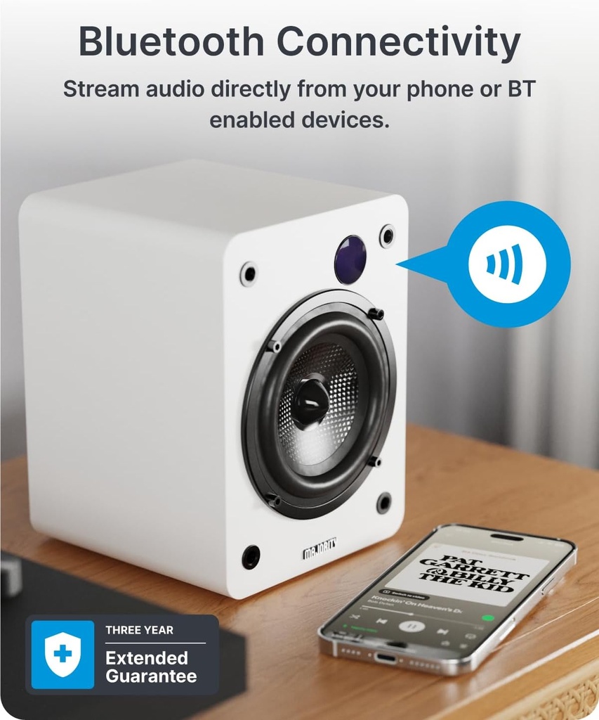 Majority Speakers Active D50X 60W 2.0 BT/USB/Optical/HDMI ARC White (pair)