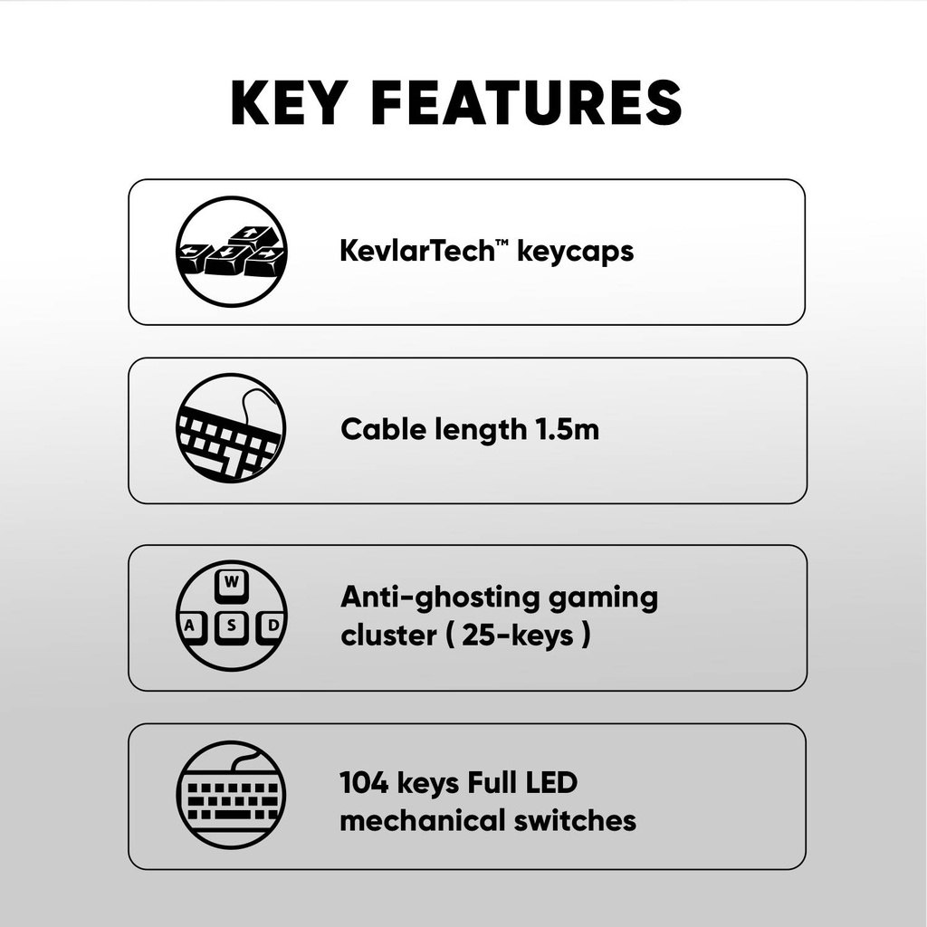 Armaggeddon MKA-7C White Mechanical Gaming Keyboard 104 Linear Red Keys