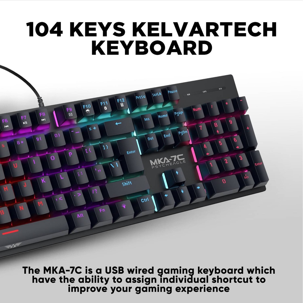 Armaggeddon MKA-7C Black Mechanical Gaming Keyboard 104 Keys Linear Red