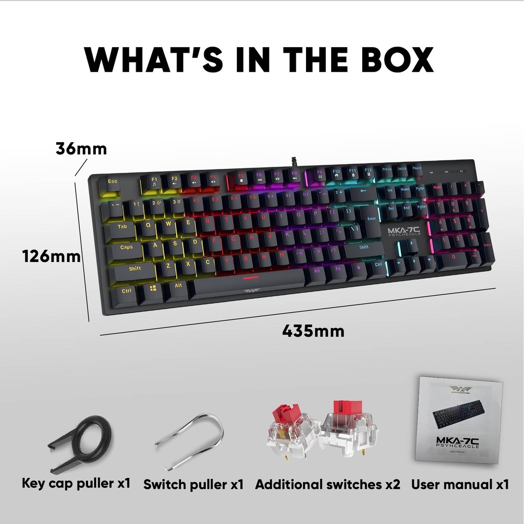Armaggeddon MKA-7C Black Mechanical Gaming Keyboard 104 Keys Linear Red