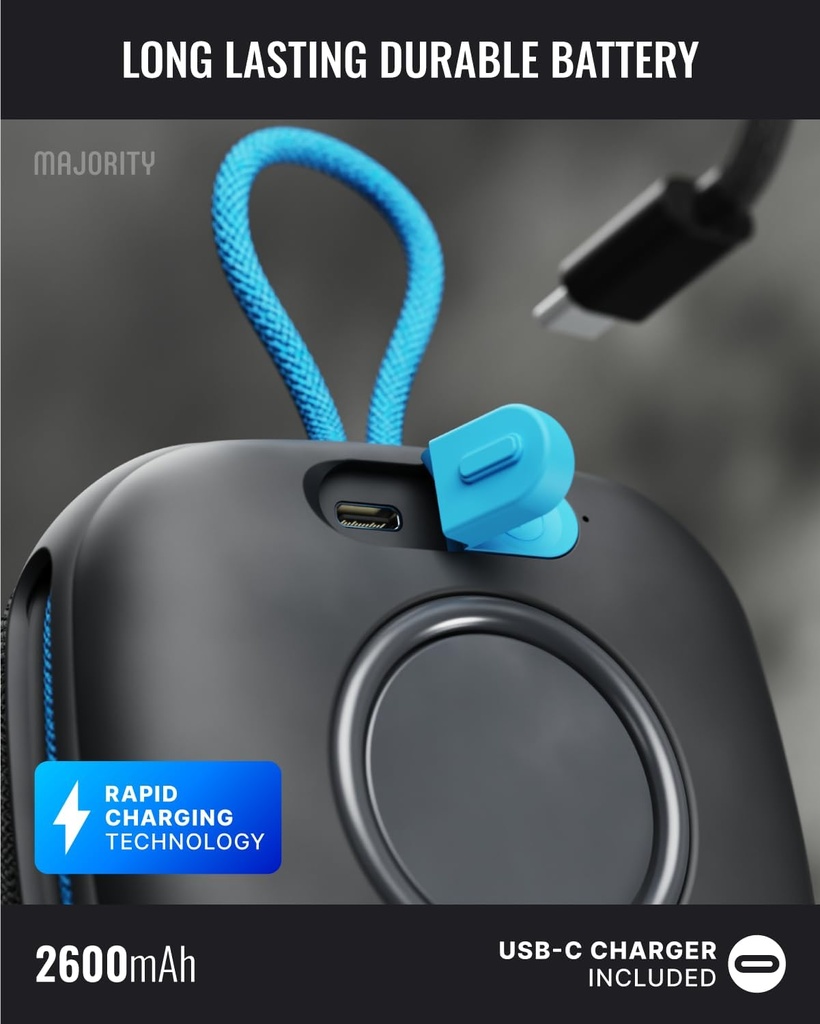 Majority MOVE 1 Rugged IPX65 Water Resistant 12W TWS Bluetooth Speaker with 70H Long Lasting Battery Life