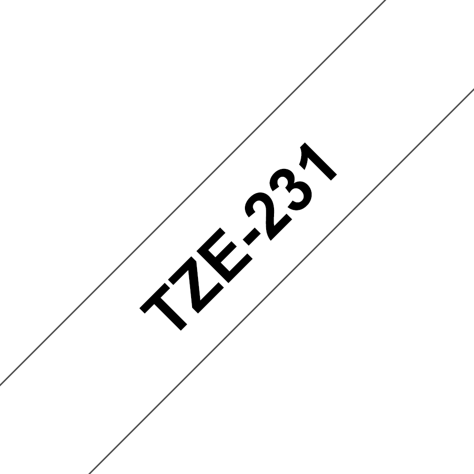 TZe231 12mm Black on White 8m Brother P-Touch Tape