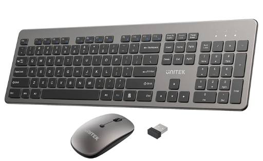 Unitek IT Keyboard & Mouse Combo Wireless 2.4GHz English SlimDuo T054 Space Grey