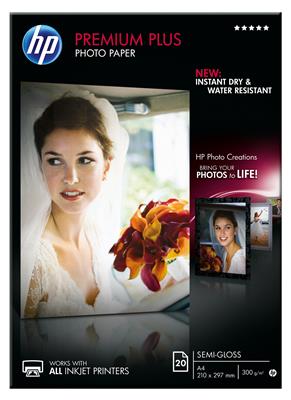HP Premium Plus Photo Paper, Satin, 300 g/m2, A4 (210 x 297 mm), 20 sheets