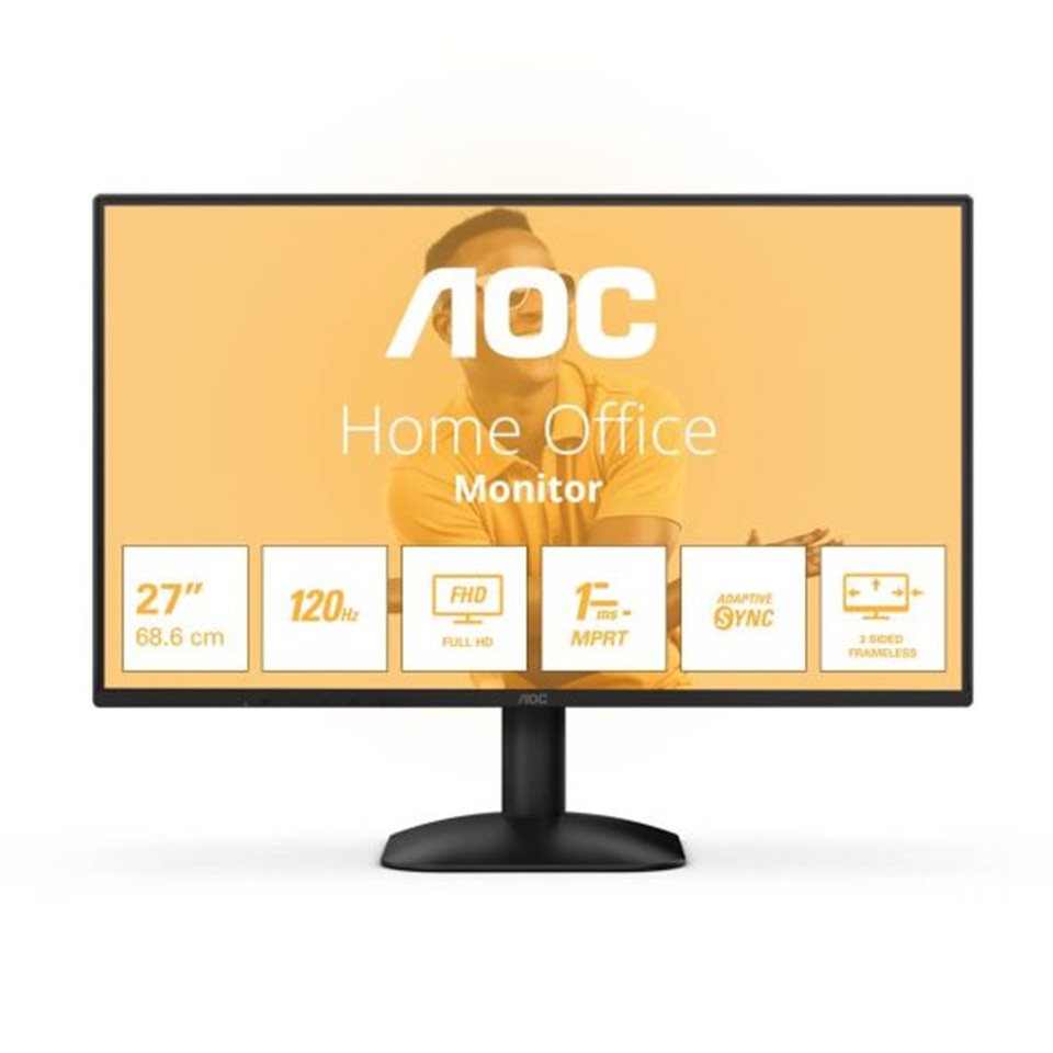[27B31H] AOC MONITOR 27'' BUSINESS, E, IPS, FULL HD, 120 HZ, 1 MS, TILT, HDMI AND VGA INPUTS, VESA COMPATIBLE, BLACK