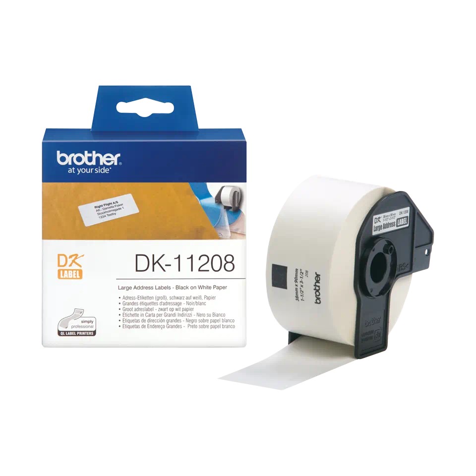 DK11208 BROTHER Large Address Labels 400/Roll (38mm x 90mm)