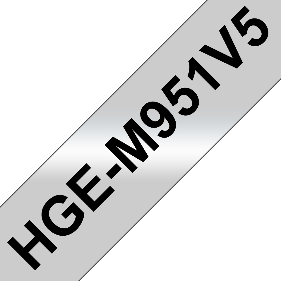 HGEM951V5 Black on Matt Silver, 24mm Value pack of 5 tapes