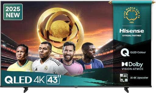 Hisense 43E7Q 43'' 4K Smart QLED TV With Dolby Vision And Dolby Atmos