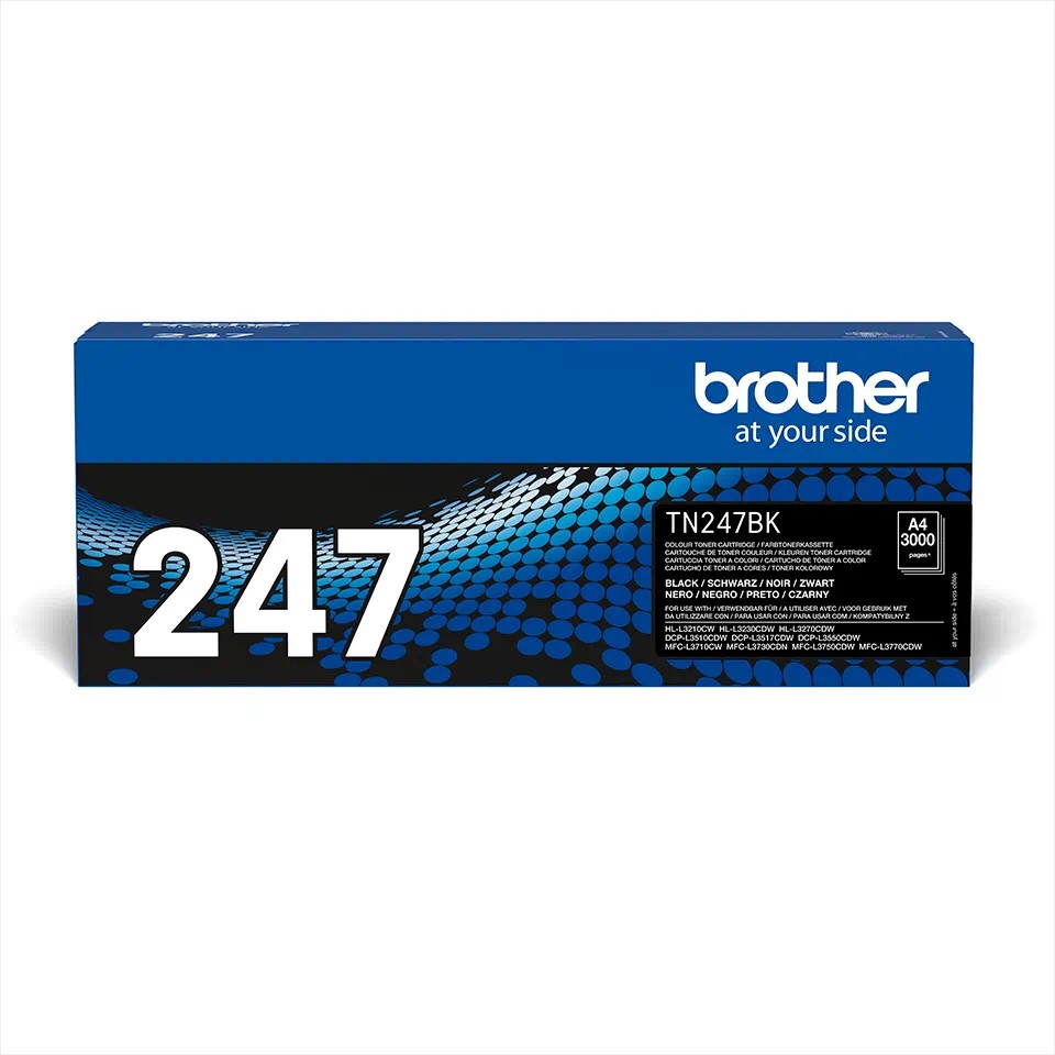TN247BK BROTHER BLACK TONER 3000P HLL3210/L3230/L3270/DCPL3510/L3550/MFCL3730/L3750/L3770