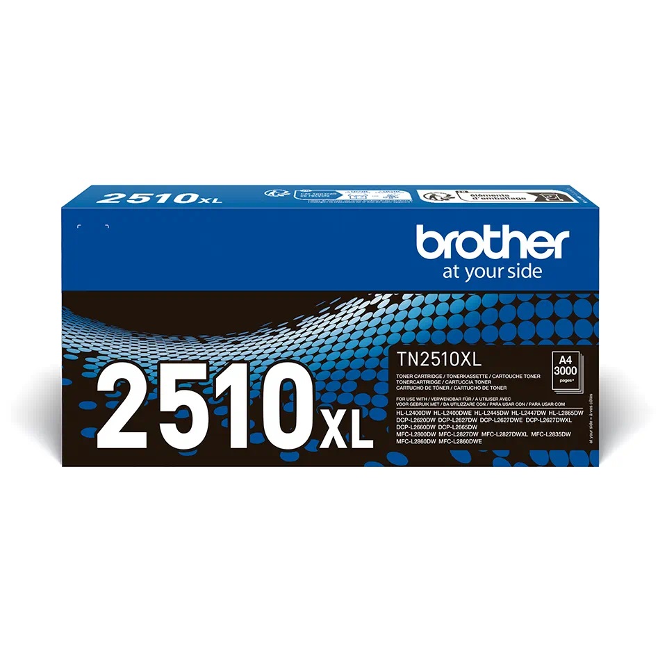 TN2510XL BROTHER BLACK TONER 3000 Pages, MFCL2800DW / DCPL2620DW