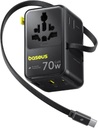Baseus Charger Wall 70W EnerCore CG11 Universal Travel Adapter with Retractable Cable s Black