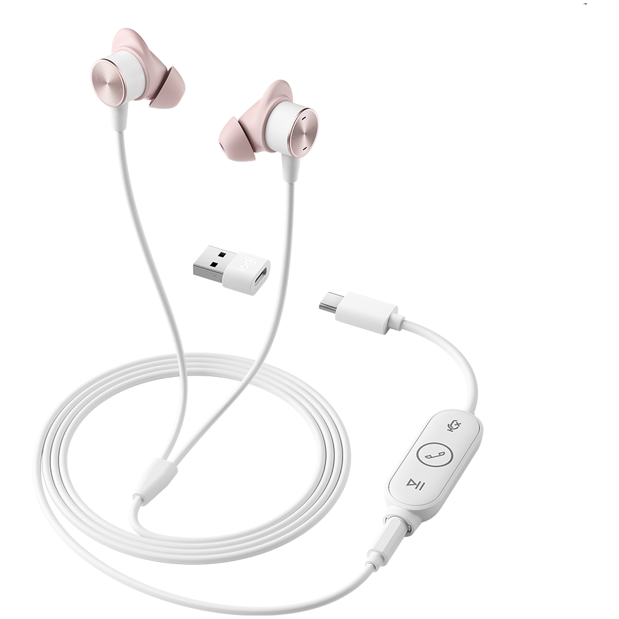 LOGITECH Logi Zone Wired Earbuds - ROSE - USB - EMEA-914