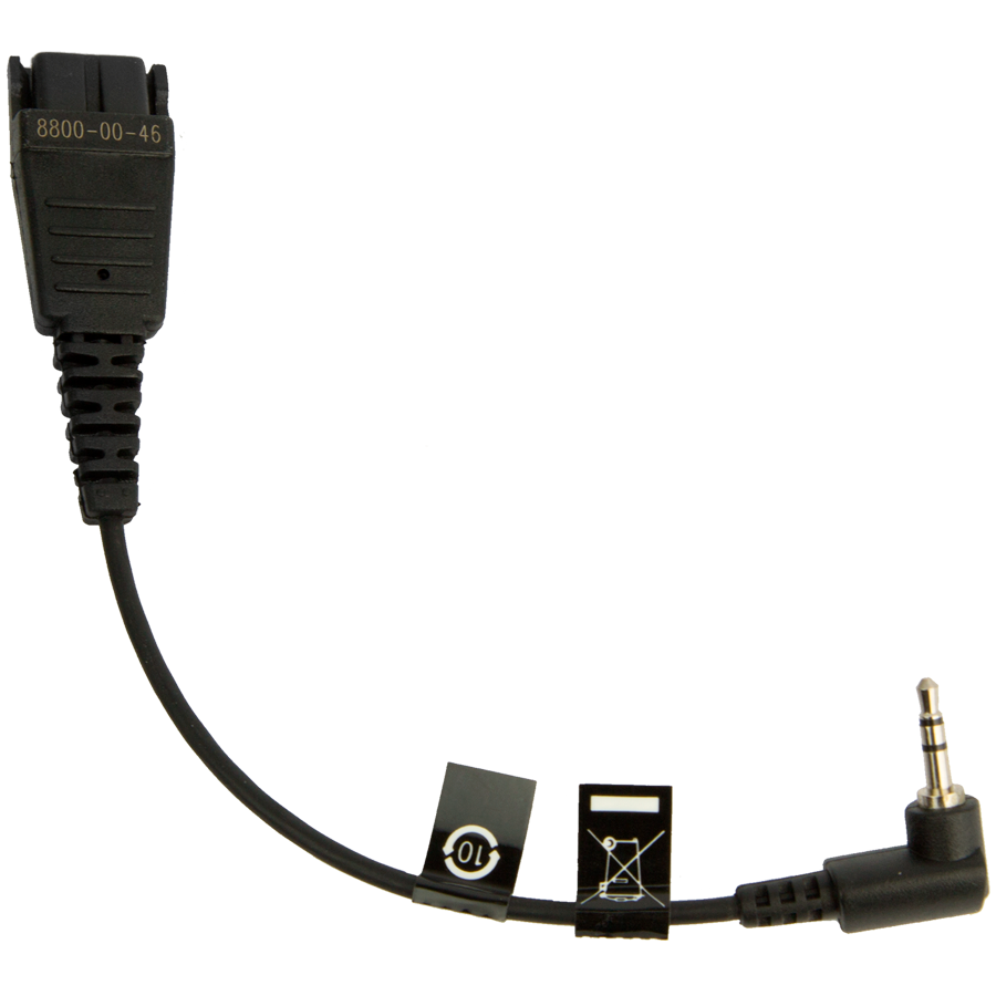 [8800-00-46] Jabra QD Cord to 2, 5mm pin plug, angulate, 15cm, e.g. for Panasonic GB500, Plx CA40