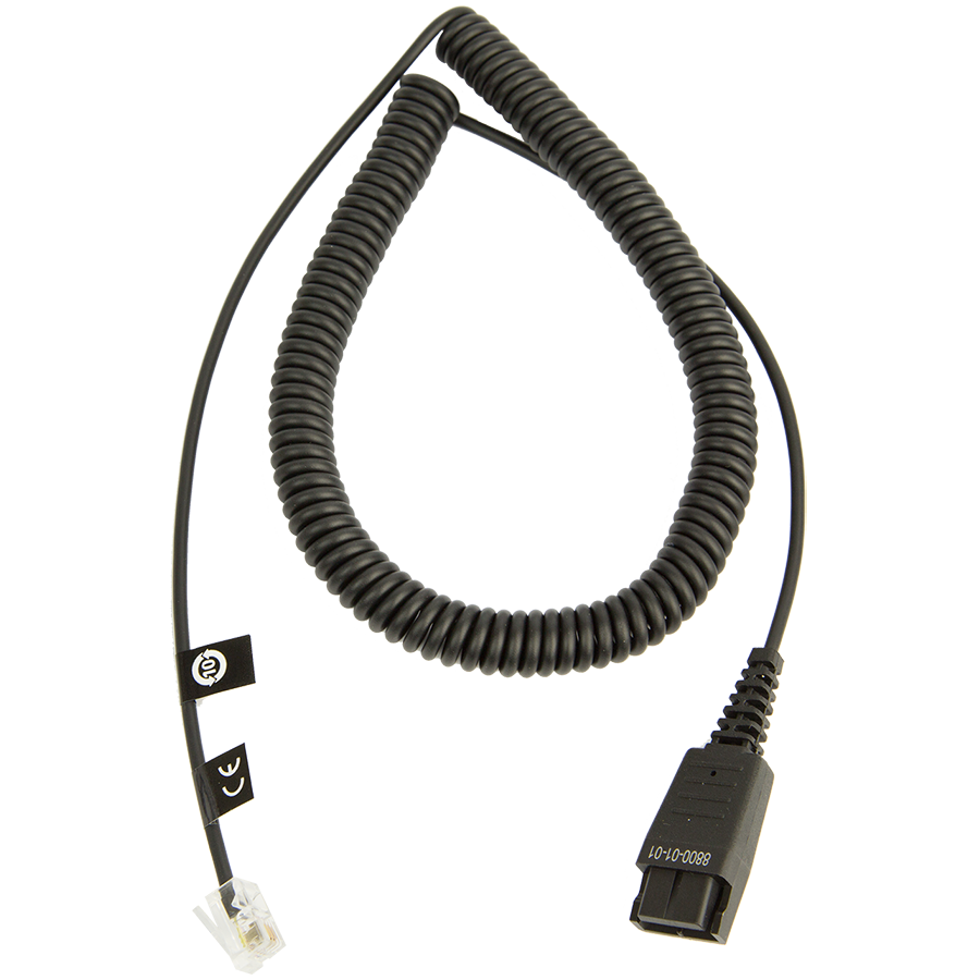 JABRA QD Cord to RJ45, coiled, 0,5 - 2m, only in connection with JABRA BIZ 2400 balanced on Siemens Openstage