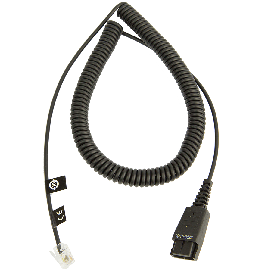 [8800-01-94] JABRA QD Cord to special-Plug RJ45, coiled, 0,5 - 2 Meter, for Siemens Open Stage