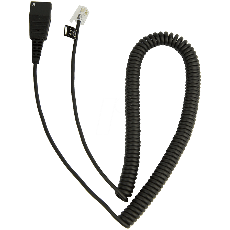 [8800-01-37] JABRA QD Cord to RJ10, coiled, 0,5 - 2 meters, for Lucent Callmaster V, VI, Cisco 79xx and PLX A22