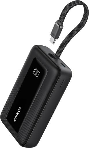 [29195] Anker Mobile Powerbank 10000 30W Built-In USB-C Cable Black