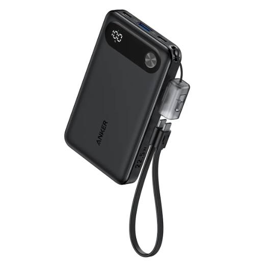 Anker Mobile Powerbank 10000 22.5W Lanyard USB-C Cable Black