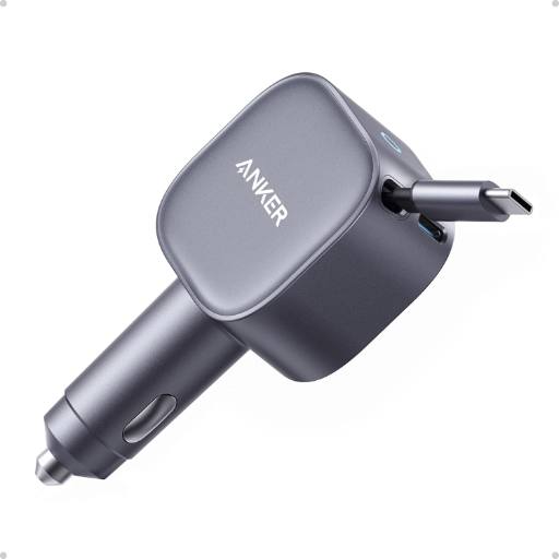 [29192] Anker Mobile Charger Car 75W with Built-In Retractable USB-C Cable
