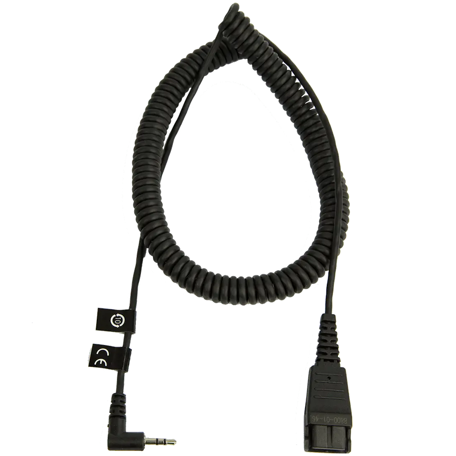 JABRA QD Cord to 2,5mm pin plug, coiled 0,5-2m, fi. for Panasonic GB500, PLX CA40