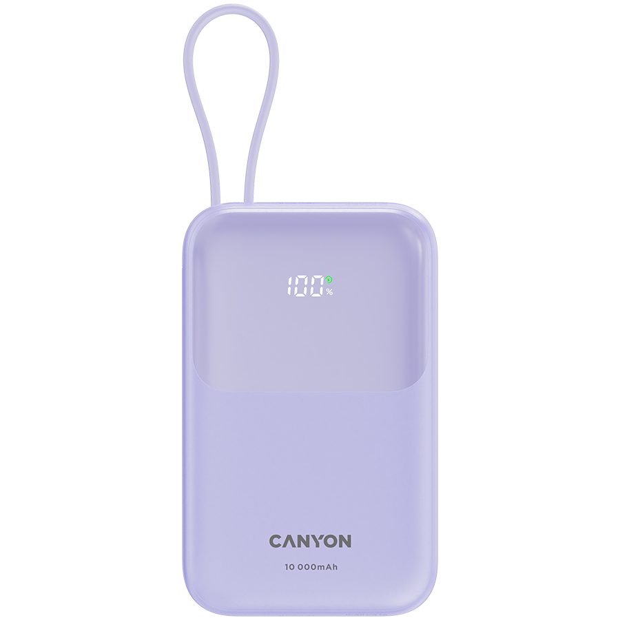 [CNS-CPB101PU] CANYON power bank OnPower 101 built-in cable 10000 mAh PD22.5W Purple