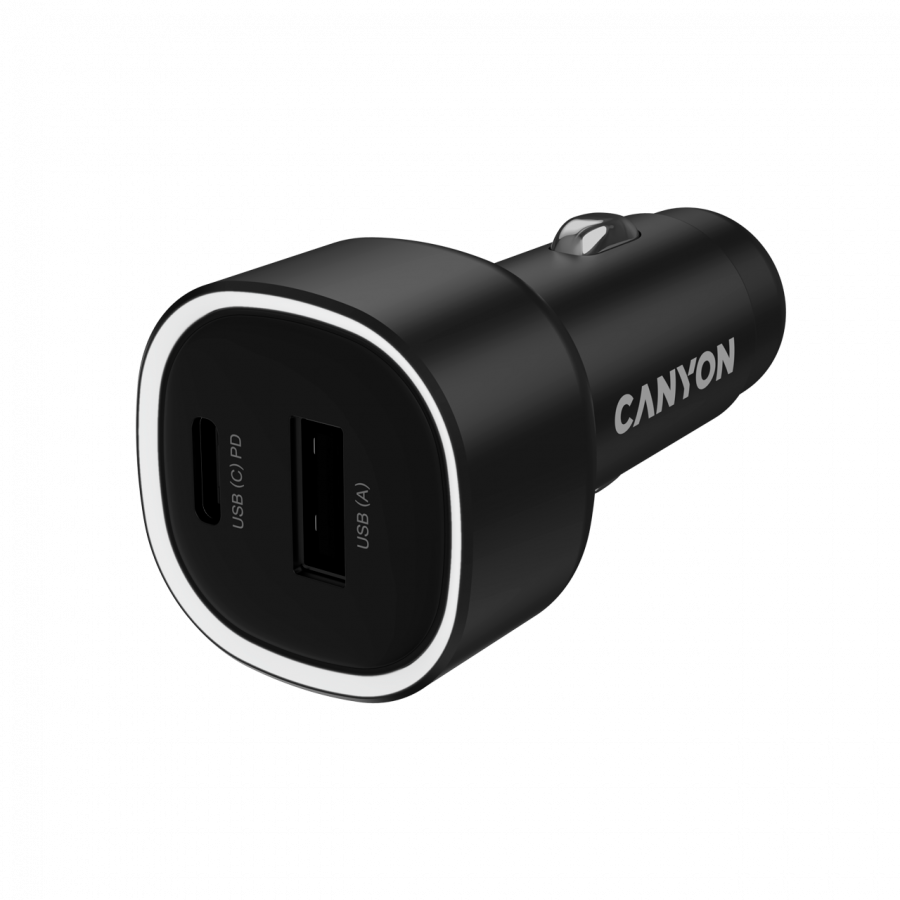 [CNE-CCABR3AC] CANYON car charger OnDrive 48 PD 48W USB-A+USB-C Black