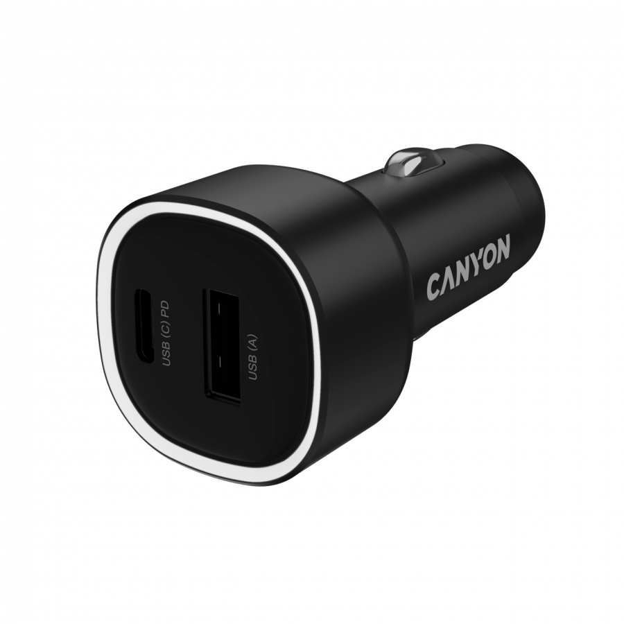 CANYON car charger OnDrive 85 PD 85W USB-A+USB-C Black