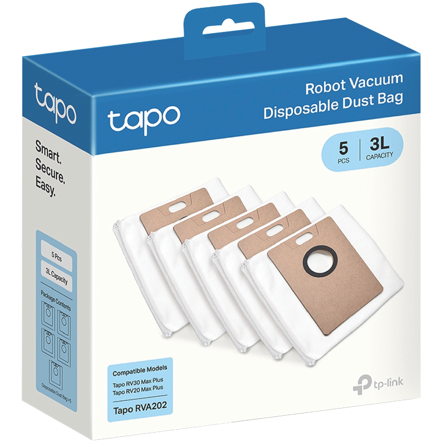 [TAPO RVA202] Tapo RVA202 Robot Vacuum Disposable Dust Bag, 3L Disposable Dust Bag  x5, Suitable for Tapo RV30 Max Plus, Tapo RV20 Max Plus