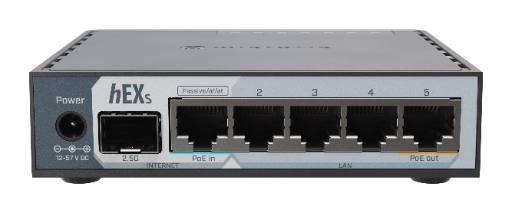 MikroTik Router Wired hEX S 5xGbE/2.5G SFP/PoE Out/USB E60iUGS