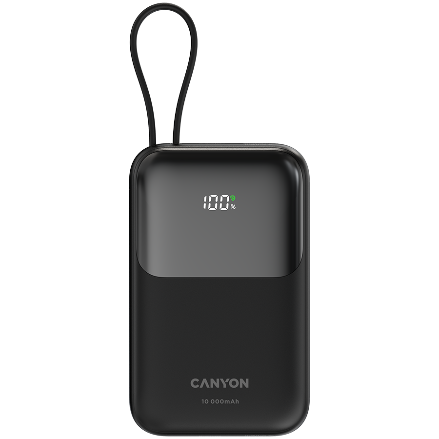 [CNS-CPB101BK] CANYON power bank OnPower 101 built-in cable 10000 mAh PD22.5W Black