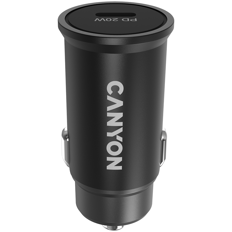 [CNS-CCA20B] Canyon C-20, PD 20W Pocket size car charger, input: DC12V-24V, output: PD20W, support iPhone12 PD fast charging, Compliant with CE RoHs , Size: 50.6*23.4*23.4, 18g, Black