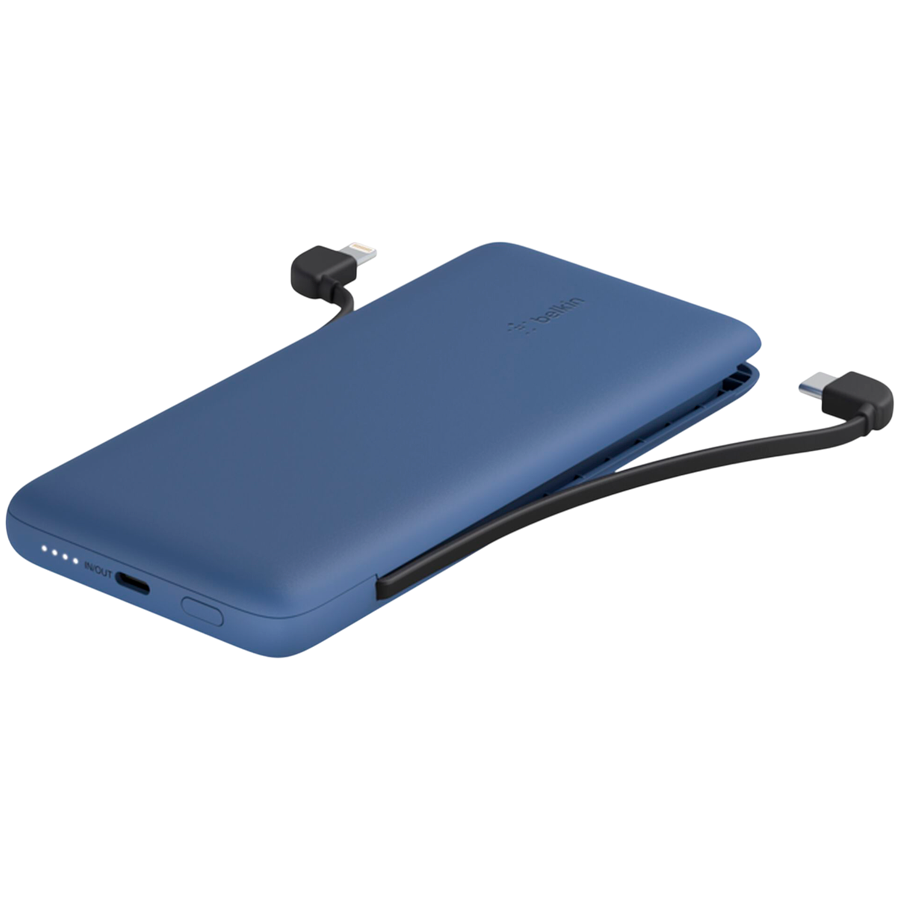 BELKIN 10K PD Power Bank with Integrated Cables (USB-C/LTG), White
