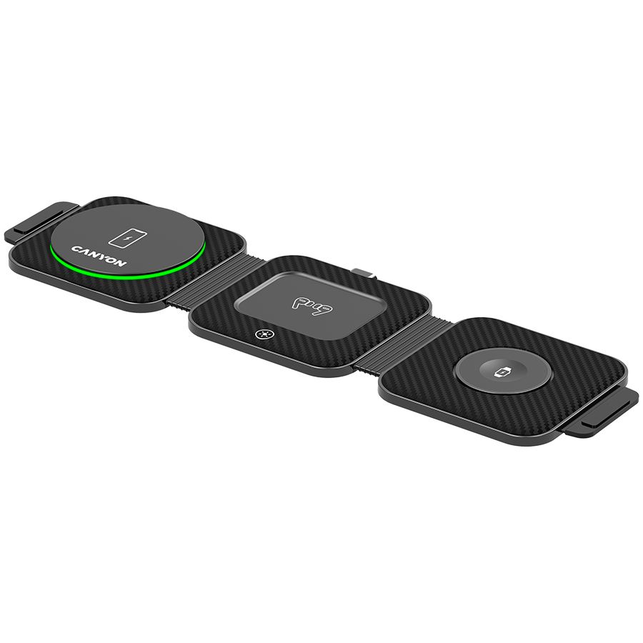 [CNS-WCS305B] CANYON wireless charger WS-305 15W 3in1 Foldable Black