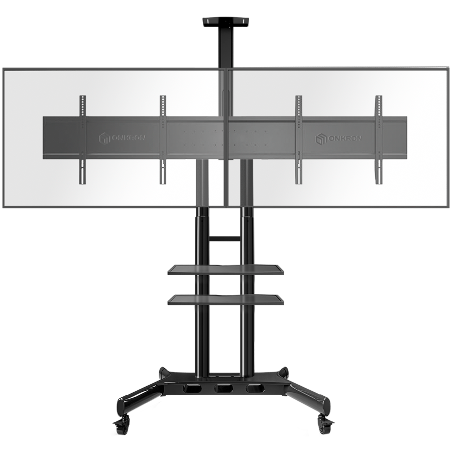 [TS1881DV-B] ONKRON stand for two screens with bracket 40"-65", mobile, black
