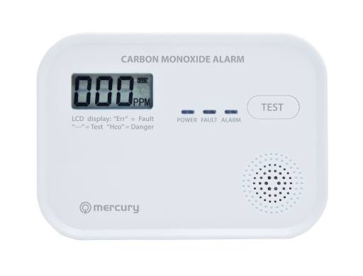 [29009] Mercury COD-218A Standalone Carbon Monoxide Alarm with LCD Display showing CO levels 350.139UK