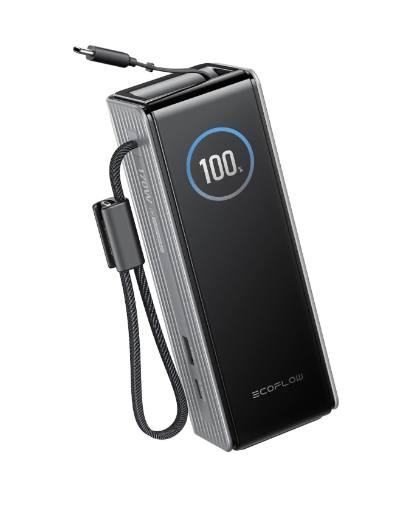 EcoFlow Charge Powerbank RAPID 25000mAh 170W + 100W Built-In & Retractable Cable Black