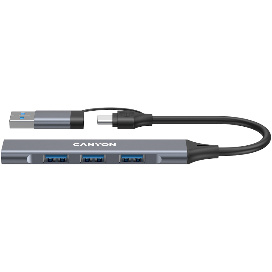 [CNS-TDS02G] CANYON hub DS-02 4in1 USB-A/C Grey