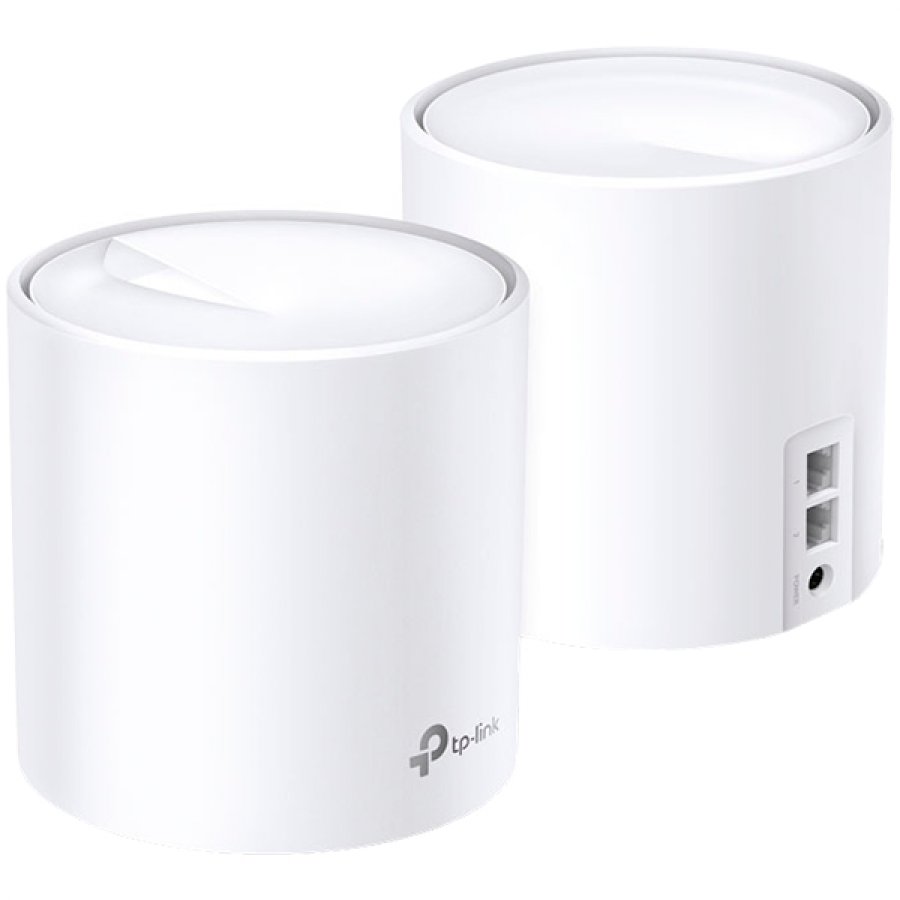 [DECO X20(2-PACK)] AX1800 Whole Home Mesh Wi-Fi System, Wi-Fi 6, 1201Mbps(2 streams) at 5GHz and 574Mbps (2 streams) at 2.4GHz, 2 Giga RJ-45 ports of each unit, support OFDMA, MU-MIMO, 802.11k/v/r seamless roaming, support WPA3, HomecareTM system, easy setup and manage