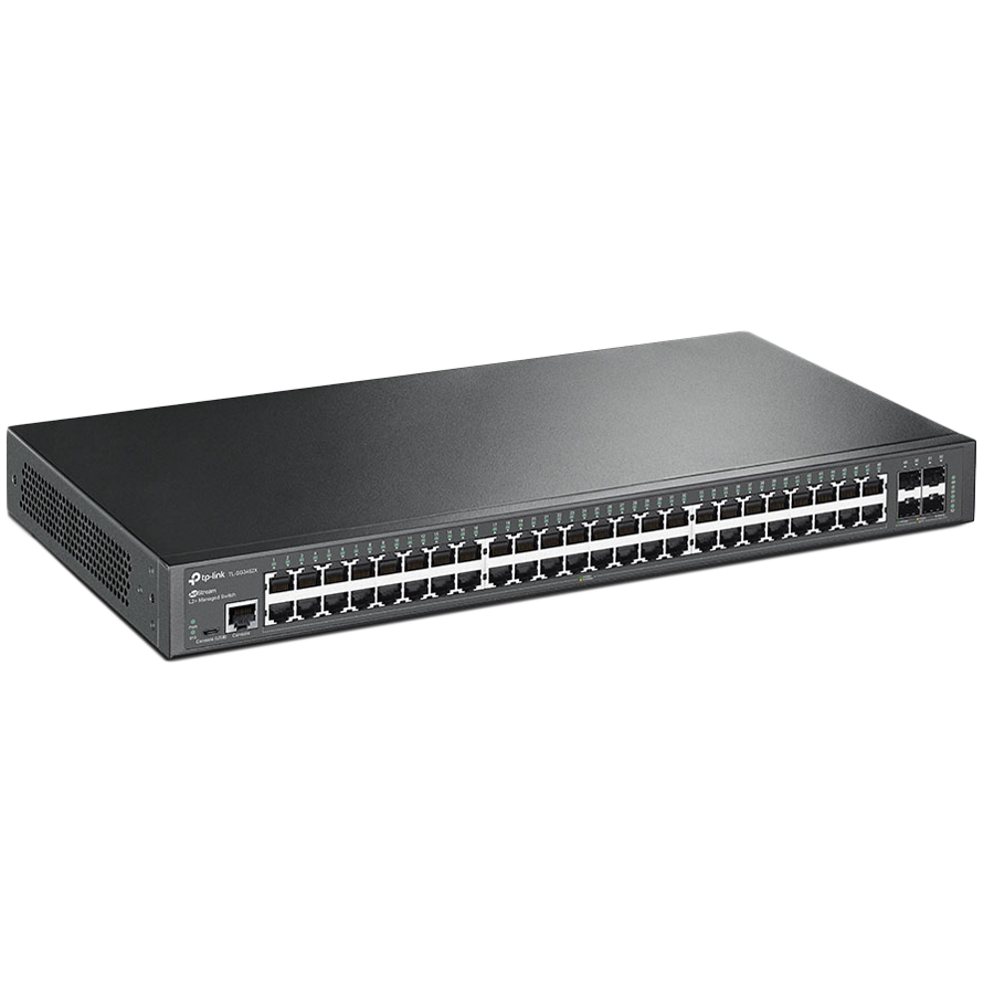 [SG3452X] Omada 48-Port Gigabit L2+ Managed Switch 48× Gigabit RJ45 Ports, 4× 10G SFP+ Slots, RJ45/Micro-USB Console Port 1U 19-inch Rack-mountable Steel Case Integration with Omada SDN Controller