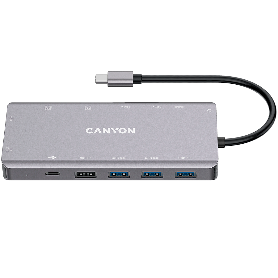 [CNS-TDS12] CANYON hub DS-12 13in1 4k USB-C Dark Grey