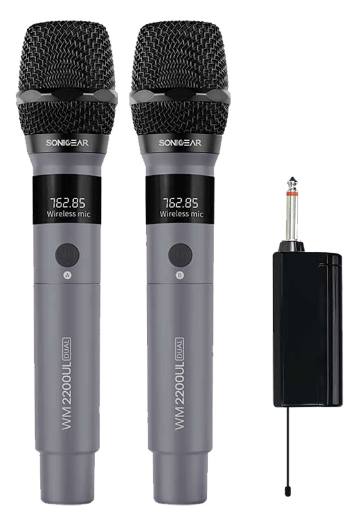 [28932] SonicGear WM2200UL DUAL Grigio 2 x Wireless 2.4GHz Rechargeable Microphone Handsets with LED Display