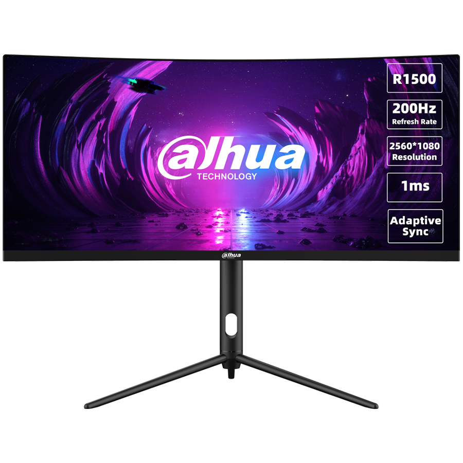 [LM30-E330CA] Dahua LM30-E330CA Curved Gaming Monitor, 30" WFHD (2560x1080), VA, 200Hz, 250 nits, 120% sRGB, 21:9, 3000:1, 178°/178°, 1ms, VESA, 2x DP 1.4, 2x HDMI 2.0, 1x Audio out, DC 12V, 4A, 55W.