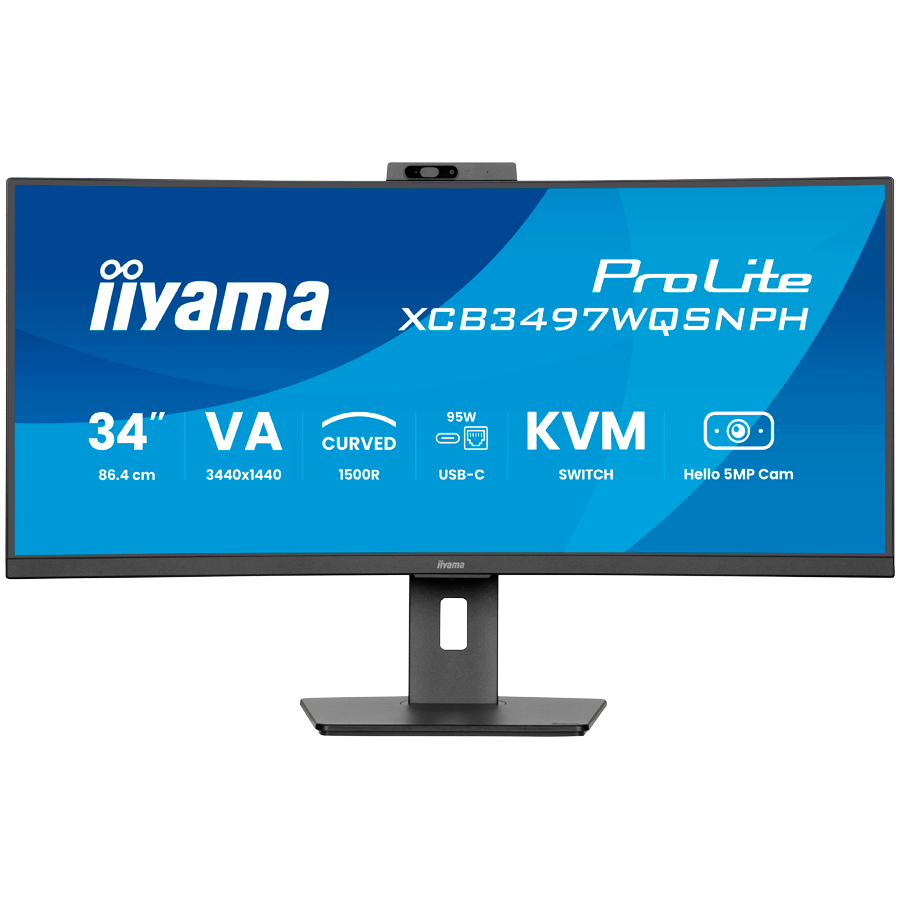 [XCB3497WQSNPH-B1] Iiyama ProLite XCB3497WQSNPH-B1 LED monitor curved 34"(31.3 viewable) 3440 x 1440 UWQHD 120 Hz VA 300 cd/m 3000:1  2xHDMI DisplayPort USB-C speakers matte black