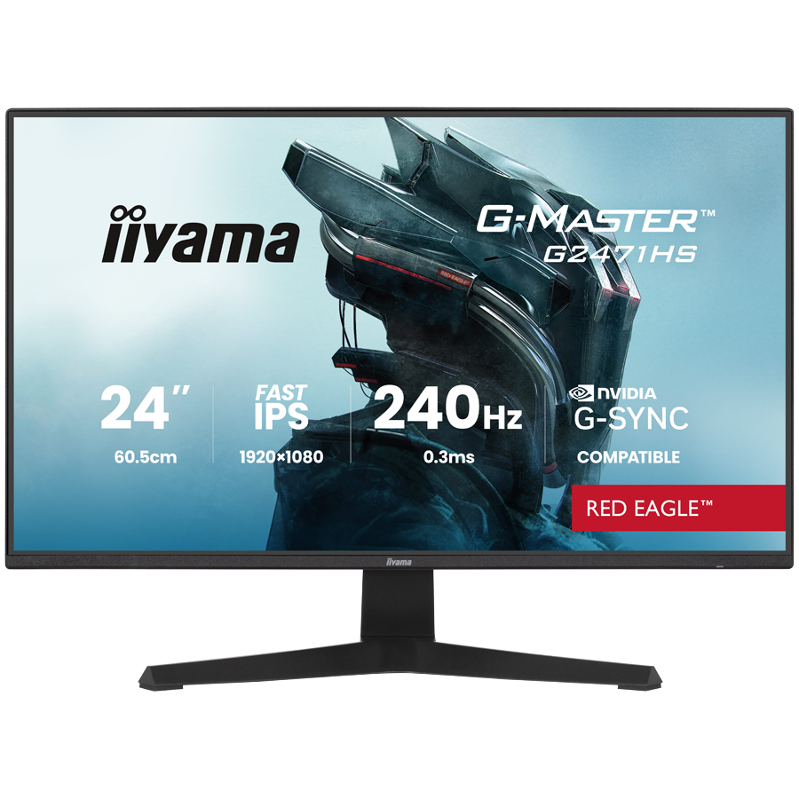 [G2471HS-B1] IIYAMA Gaming Monitor G2471HS-B1 G-MASTER 23.8" Fast IPS 1920 x 1080 350cd 1000:1 0.3ms HDMI DP Tilt