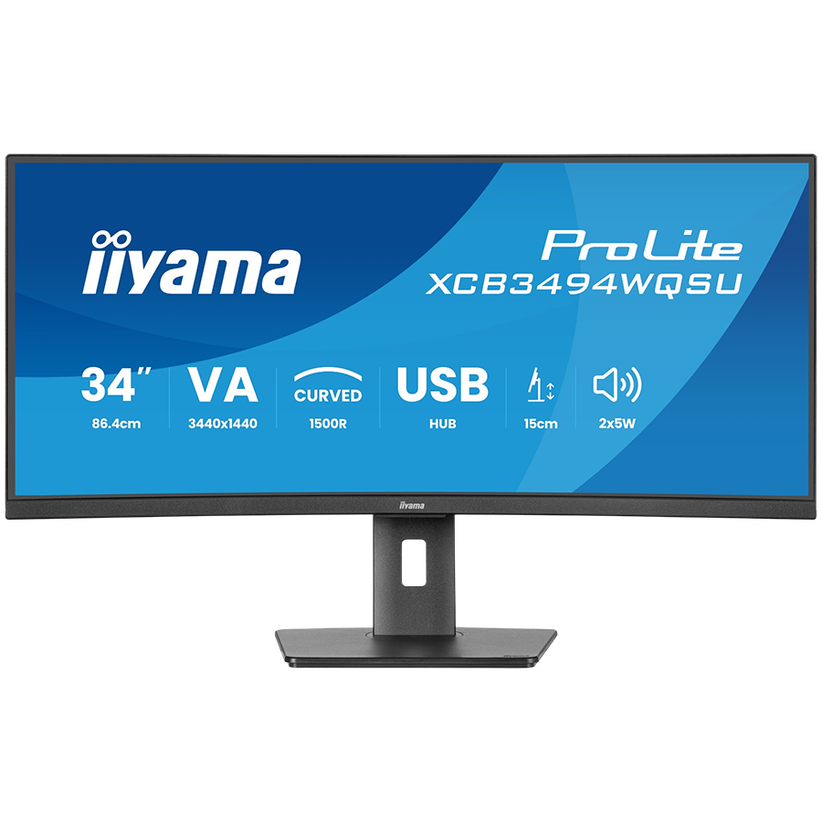 Iiyama XCB3494WQSU-B1 LED monitor curved 34 3440 x 1440 UWQHD 120 Hz VA 350 HDMI DisplayPort USB-C speakers matte black