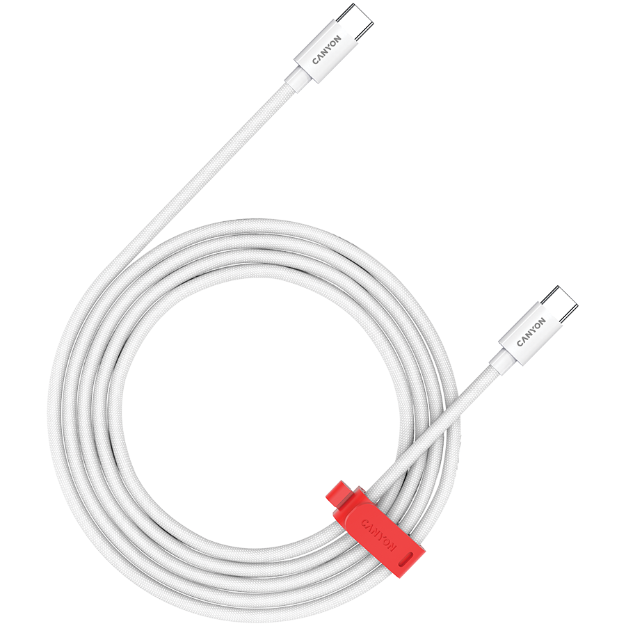 [CND-CC60AB12W] CANYON cable CC60AB C-C 60W Braided 1.2m White