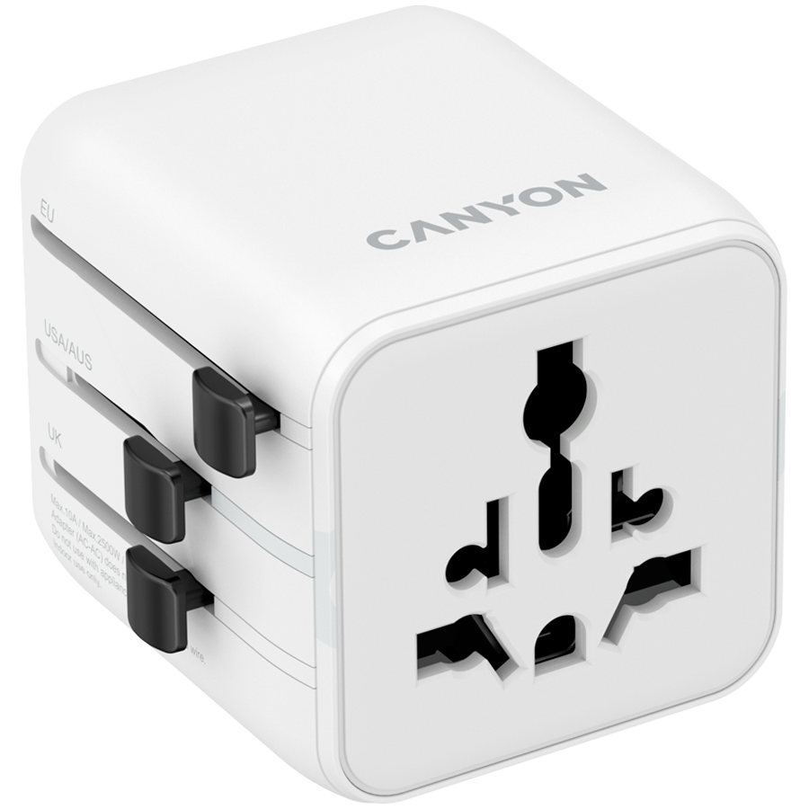 [CNS-TA1005W] CANYON Travel Adapter OnTour One EU/UK/US/AUS White